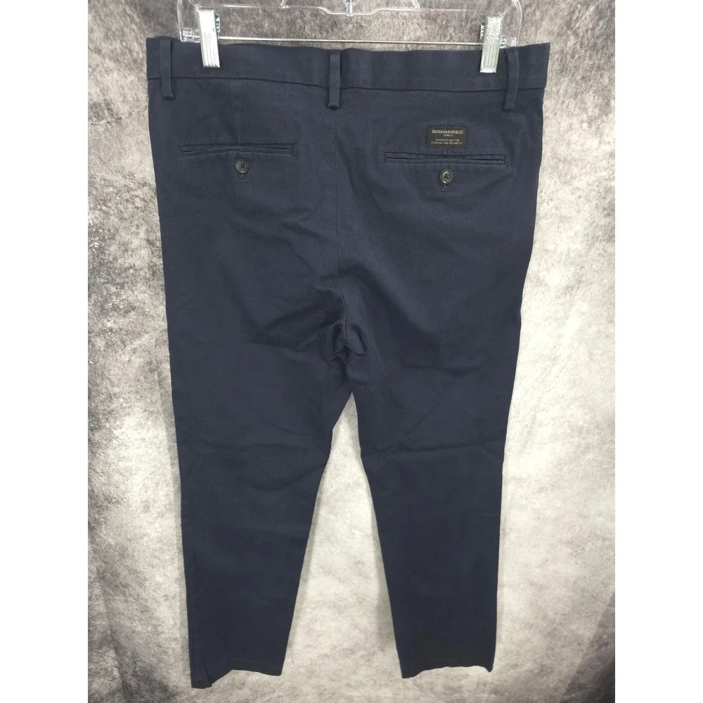 Banana Republic Aiden Chino Pants Mens 32 X 32 Blue Slim Fit Flat Front Trouser